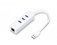 Karta sieciowa 1Gb + USB 3.0 HUB, 3 porty (TP-Link UE330)