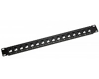 Patch panel 16-portowy, keystone, 1U, 19", bez gniazd