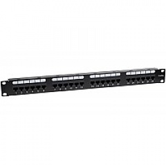 Patch panel 24-portowy, UTP, kat. 5e, 1U, 19", złącza typu dual block, uchwyty na kabel