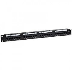 Patch panel 24-portowy, UTP, kat. 6, 1U, 19", złącza typu dual block, uchwyty na kabel