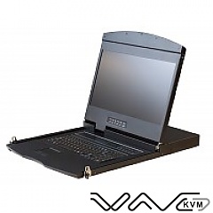 Konsola KVM LCD Full HD, Wave KVM, 17", 1-portowy KVM HDMI, 1U, pojedyncza szyna