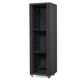 Szafa rack 42U, 19", 600mm gł., drzwi szklane, czarna