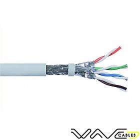 Kabel skrtka SFTP (S/FTP, PiMF), kat 6A, wewntrzny, szary, 4x2x26 AWG, 305m, linka, Wave Cables
