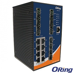 IGS-9812GP, Switch przemysowy zarzdzalny, DIN, 8x 10/1000 RJ-45 + 12x100/1000 SFP z DDM, O/Open-Ring <30ms 