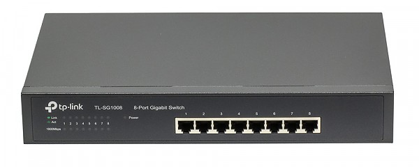 Switch niezarzdzalny, 8x 10/100/1000 RJ-45, 11,6" z uchwytami na 19" (TP-Link TL-SG1008) 
