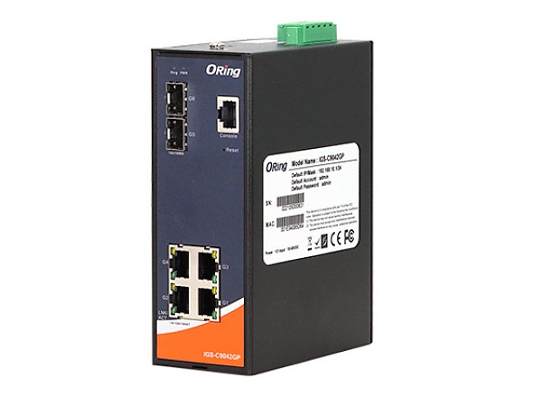 ORing IGS-C9042GP, Switch zarzdzalny, 4x 10/1000 RJ-45 + 2x100/1G/2.5G SFP, O/Open-Ring <30ms