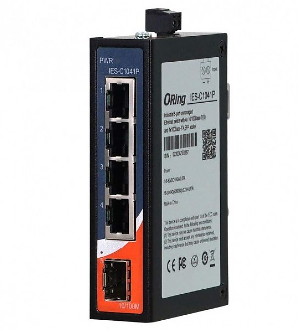 ORing IES-C1041P, Switch przemysowy niezarzdzalny, 4x 10/100 RJ-45, 1x SFP