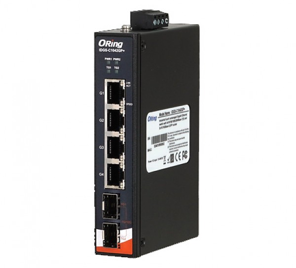 ORing IDGS-C1042GP+, Switch przemysowy niezarzdzalny, 4x 100/1G/2.5G RJ-45 + 2x1000/10G SFP+