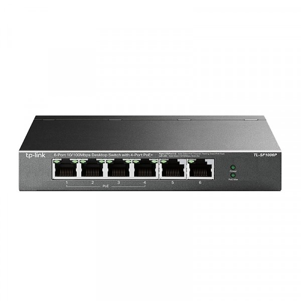 TP-Link TL-SF1006P, Switch niezarzdzalny, 6x 10/100 RJ-45, PoE+, desktop