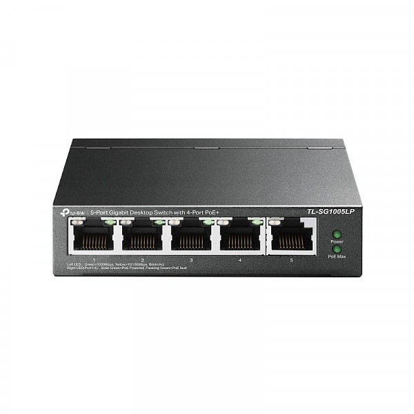Switch niezarzdzalny, 5x 10/100/1000 RJ-45, PoE+, desktop (TP-Link TL-SG1005LP) 