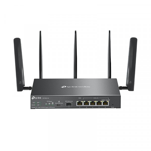 Bezprzewodowy gigabitowy router VPN Omada, standard AX, 3000Mbps, 5x 10/100/1000 RJ-45, 1x slot SFP, desktop (TP-Link ER706W-4G) 