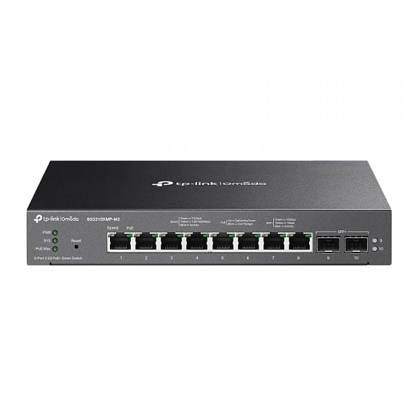 TP-Link SG2210XMP-M2, Switch zarzdzalny, 8x 2,5G, 2x slot 10G SFP+, PoE+, 19"