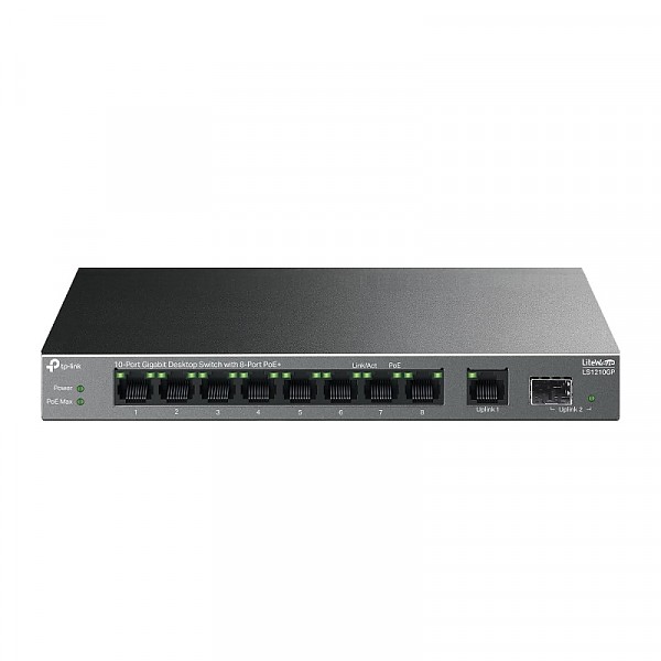 TP-Link LS1210GP, Switch niezarzdzalny, 9x 10/100/1000 RJ-45, 1x slot SFP, PoE+, desktop