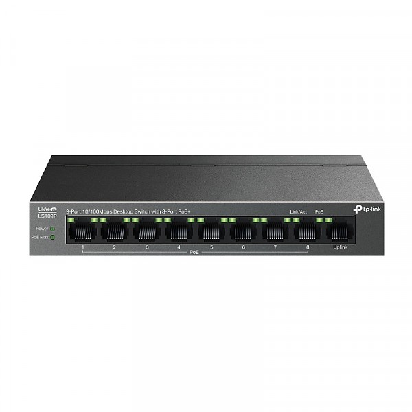 TP-Link LS109P, Switch niezarzdzalny, 9x 10/100 RJ-45, PoE+, desktop