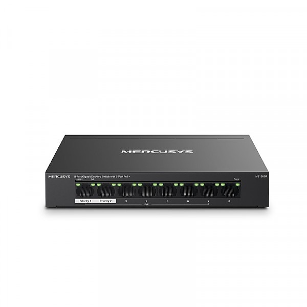 TP-Link Mercusys MS108GP, Switch niezarzdzalny, 8x 10/100/1000 RJ-45, PoE+, desktop