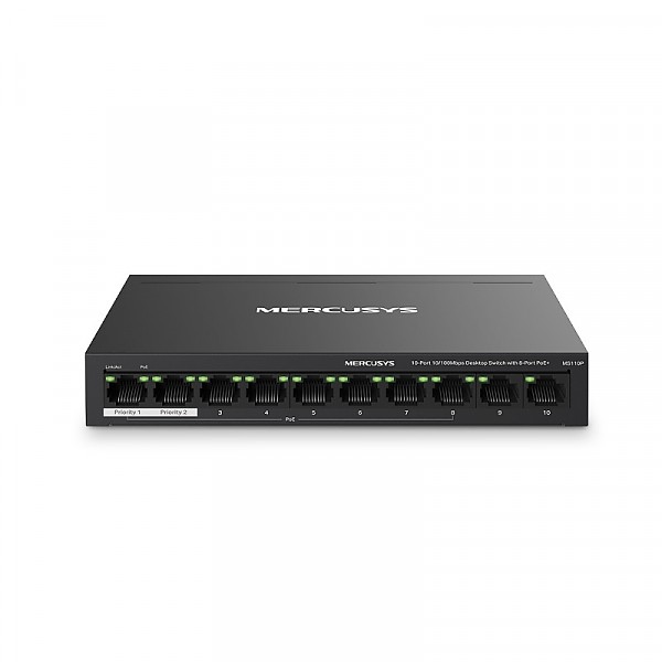 TP-Link Mercusys MS110P, Switch niezarzdzalny, 10x 10/100 RJ-45, PoE+, desktop